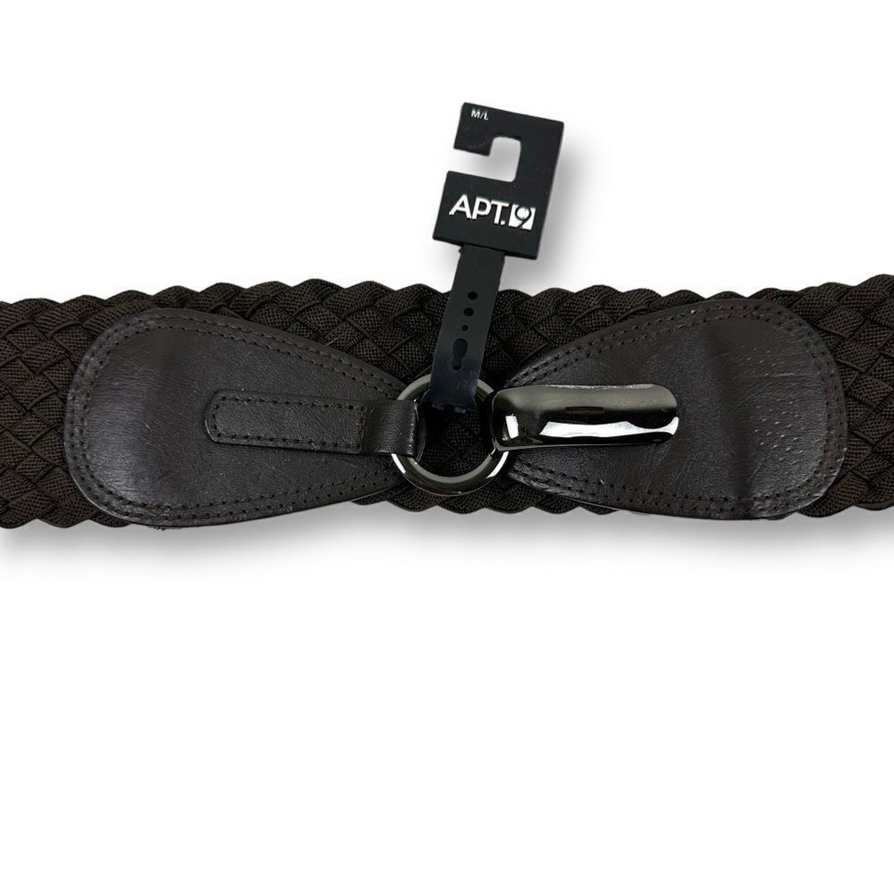Apt 9 Womens Brown Braided Elastic Stretch Wide Cinch Waist Belt M/L‎ NEW